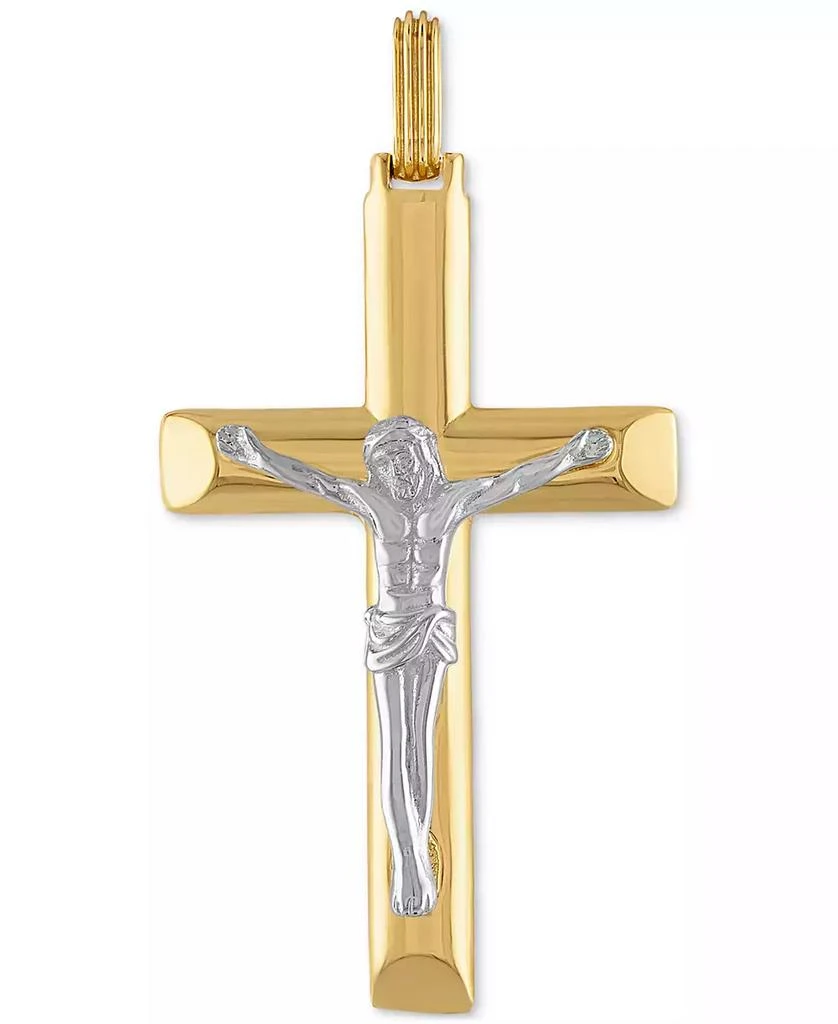 商品Esquire Men's Jewelry|Two-Tone Crucifix Pendant in Sterling Silver & 14k Gold-Plate, Created for Macy's,价格¥898,第1张图片