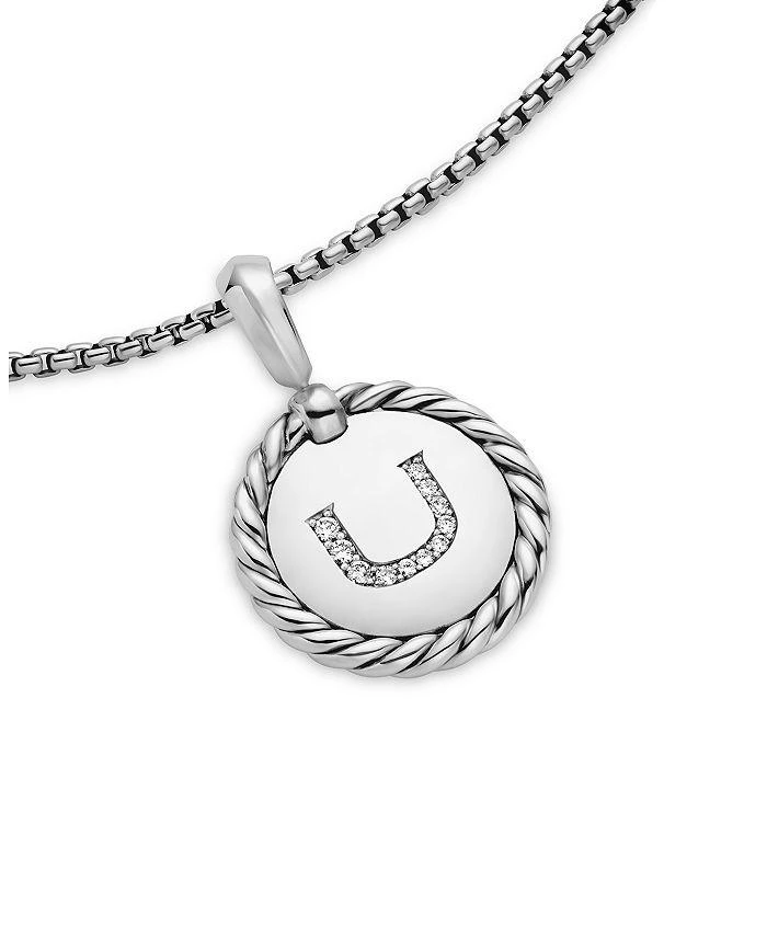 Sterling Silver Cable Collectibles Initial Charm Necklace with Diamonds, 18" 商品