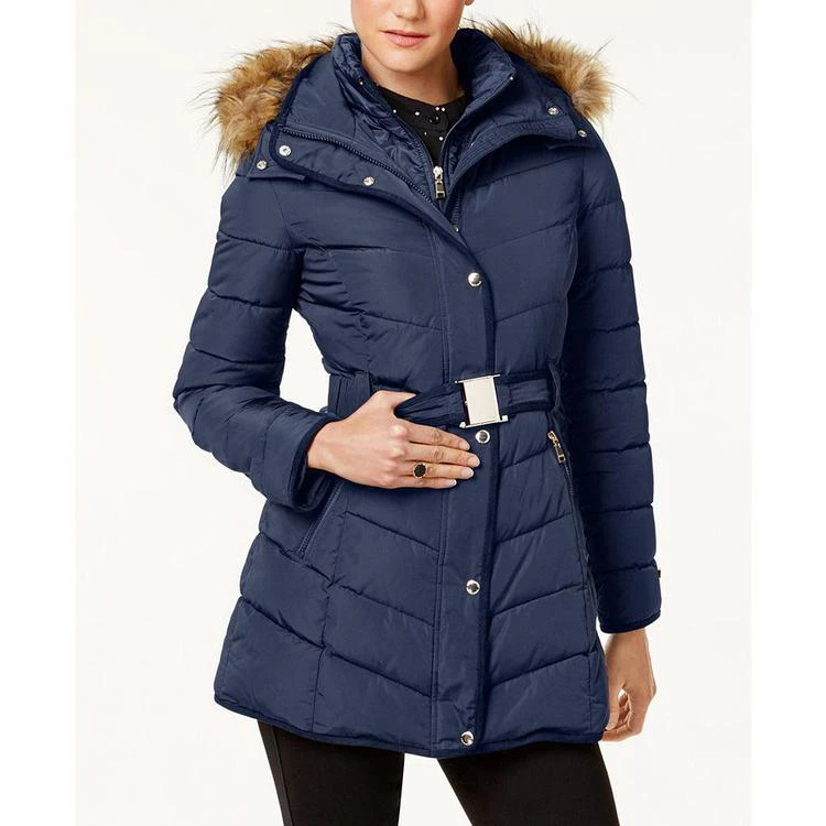 商品Tommy Hilfiger|Faux-Fur-Trim Layered Hooded Belted Puffer Coat,价格¥748,第1张图片