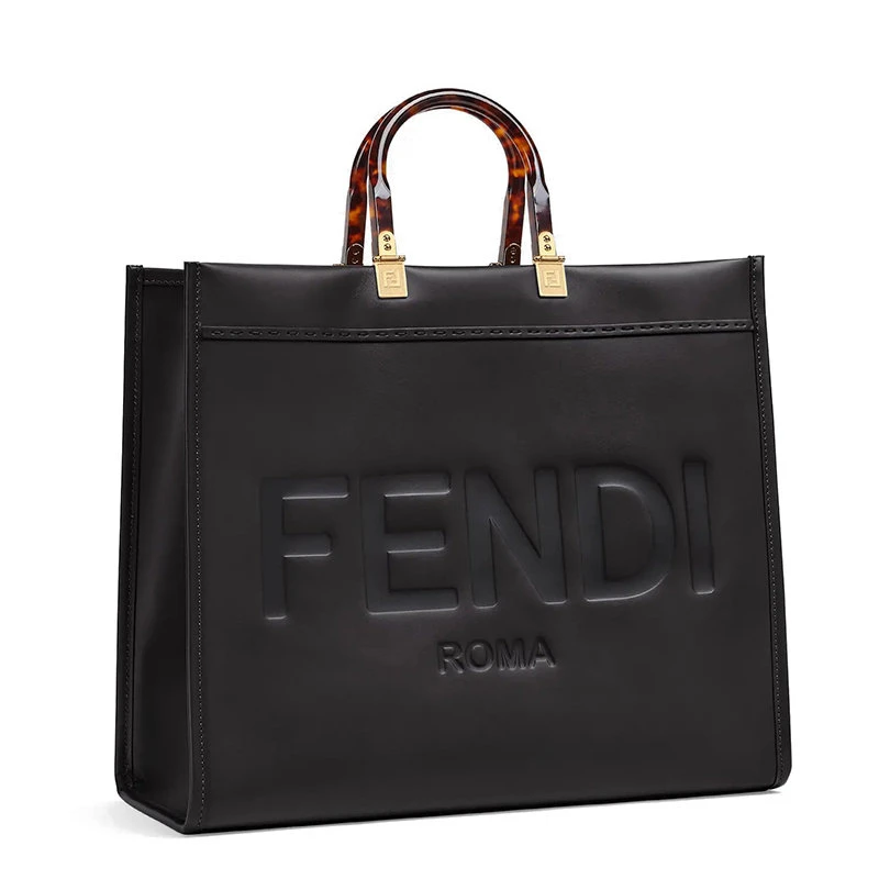 商品Fendi|【预售3-7天】FENDI/芬迪SHOPPING SUNSHINE系列 黑色小牛皮饰有机玻璃手柄手提购物包 8BH372ABVLF0KUR,价格¥18812,第4张图片详细描述