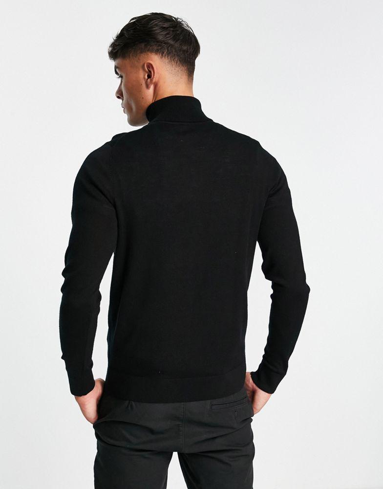 商品Calvin Klein|Calvin Klein superior wool roll neck knit jumper in black,价格¥1148,第4张图片详细描述