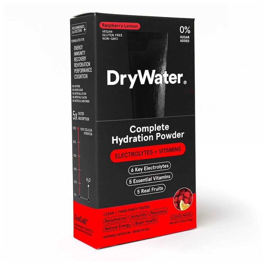 商品DryWater|Raspberry Lemon Electrolytes + Vitamins Powder, No Stevia,价格¥92,第3张图片详细描述