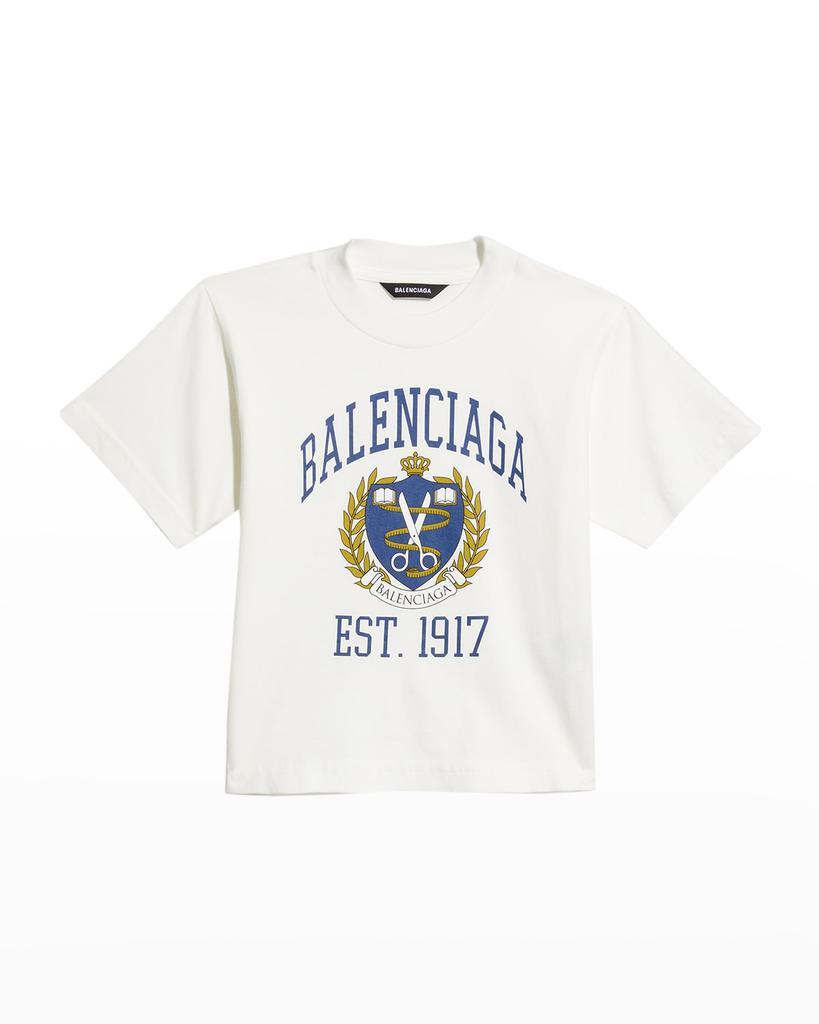 商品Balenciaga|Kid's University Logo Crest T-Shirt, Size 2-10,价格¥1440,第1张图片