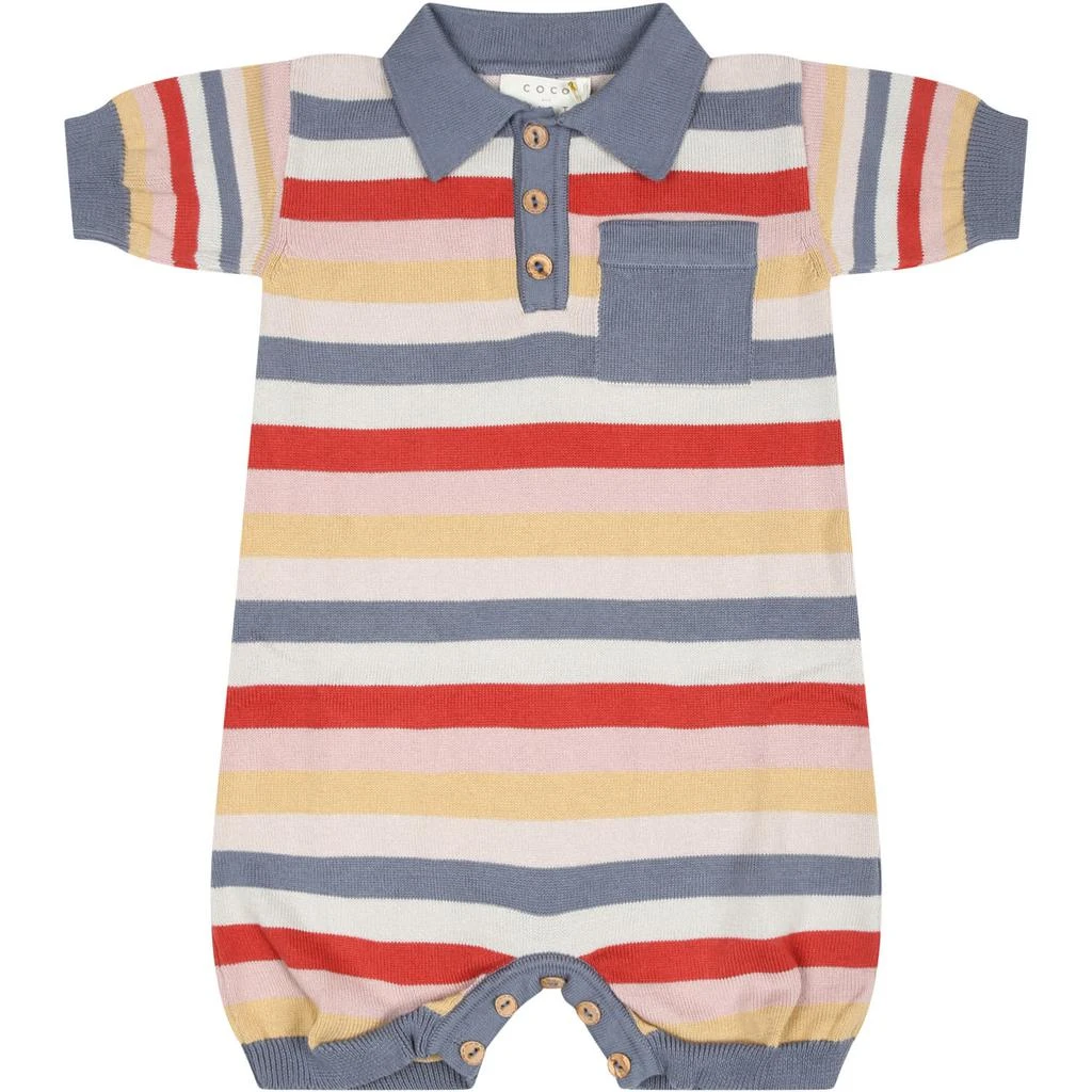 商品Coco Au Lait|Multicolor Romper For Baby Boy With Striped Pattern,价格¥1081,第1张图片