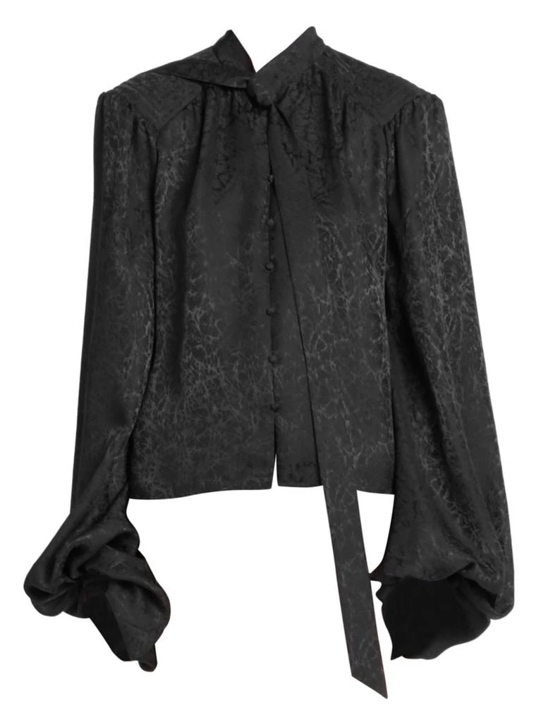 商品Yves Saint Laurent|Leo Jacquard Tie-Neck Blouse,价格¥7734,第1张图片