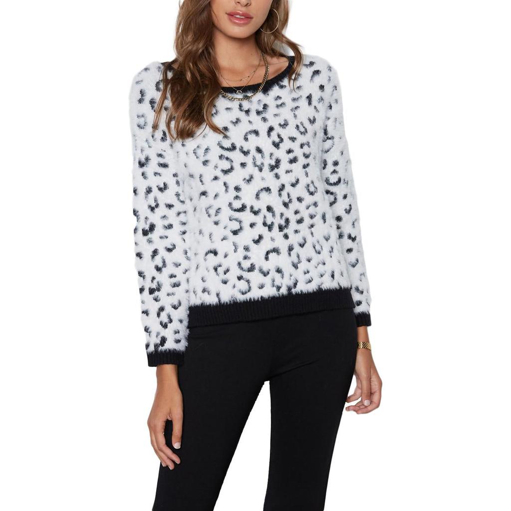 Tart Jake Women's Fuzzy Leopard Print Long Sleeve Pullover Sweater商品第1张图片规格展示