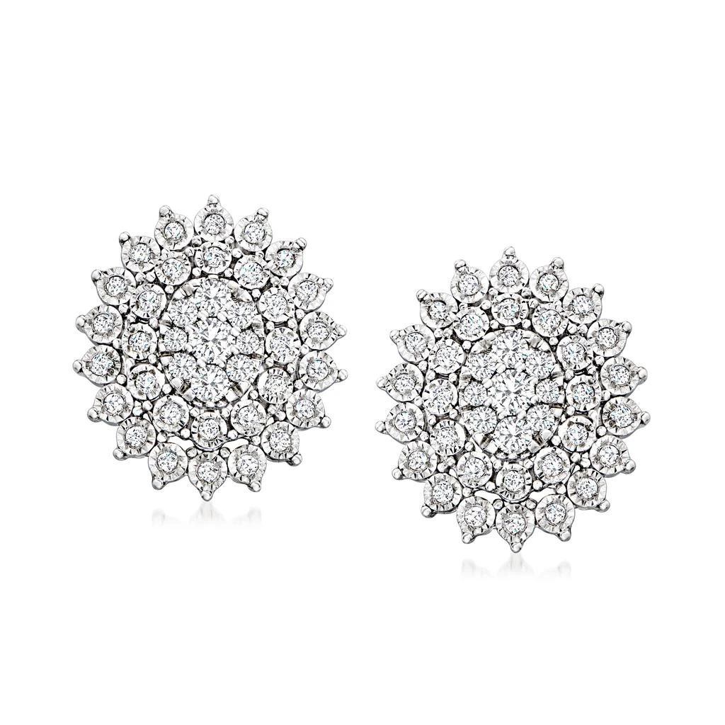 商品Ross-Simons|Ross-Simons Diamond Oval Cluster Earrings in Sterling Silver,价格¥3168,第1张图片