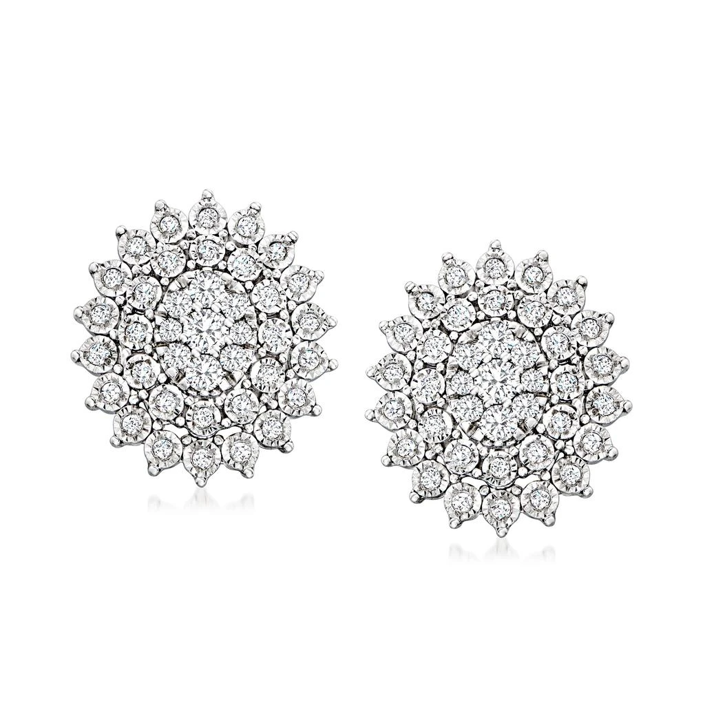 商品Ross-Simons|Diamond Oval Cluster Earrings in Sterling Silver,价格¥3012,第1张图片