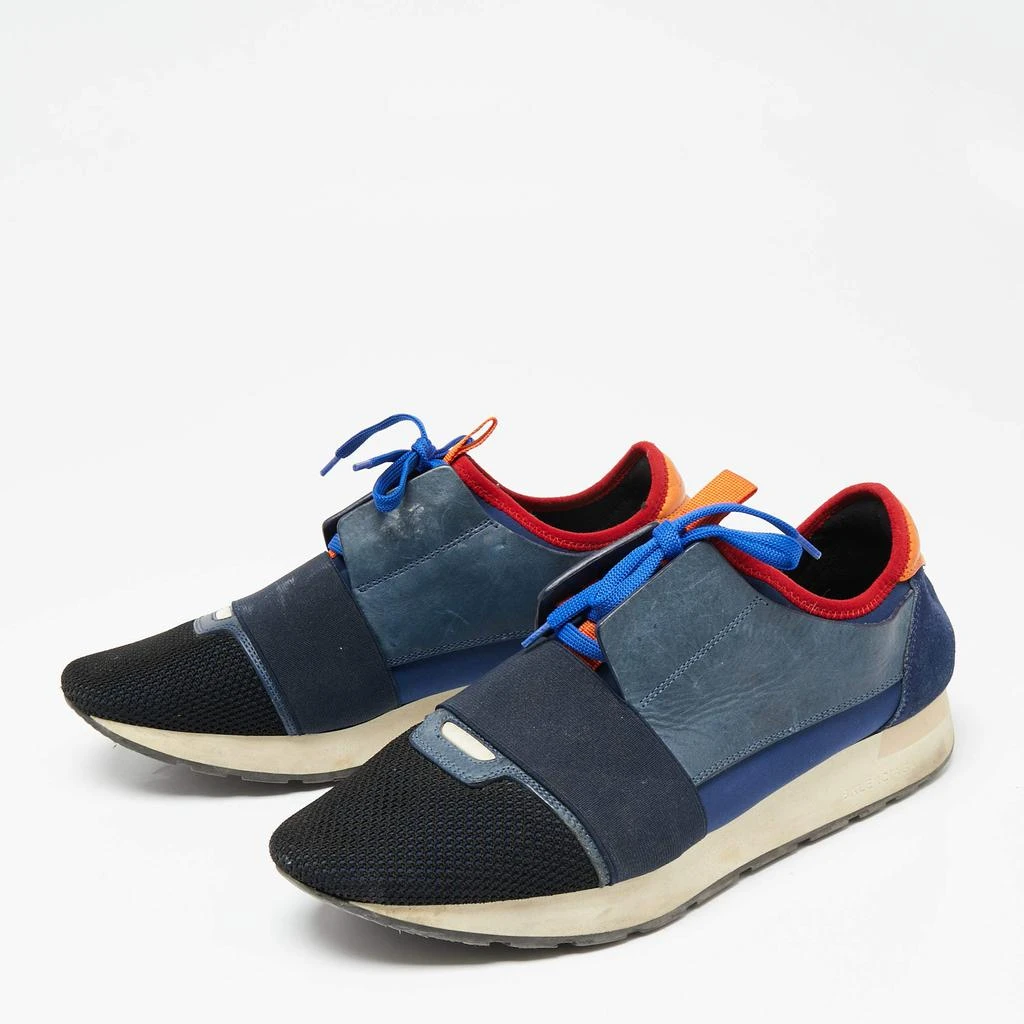 商品[二手商品] Balenciaga|Balenciaga Multicolor Knit Fabric And Leather Race Runner Low Top Sneakers Size 42,价格¥1156,第2张图片详细描述