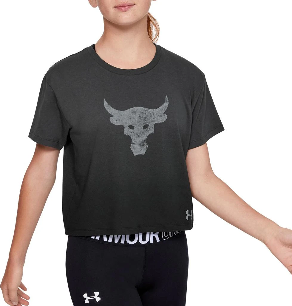 商品Under Armour|Under Armour Girls' Project Rock Graphic Cropped T-Shirt 女款T恤,价格¥207,第1张图片