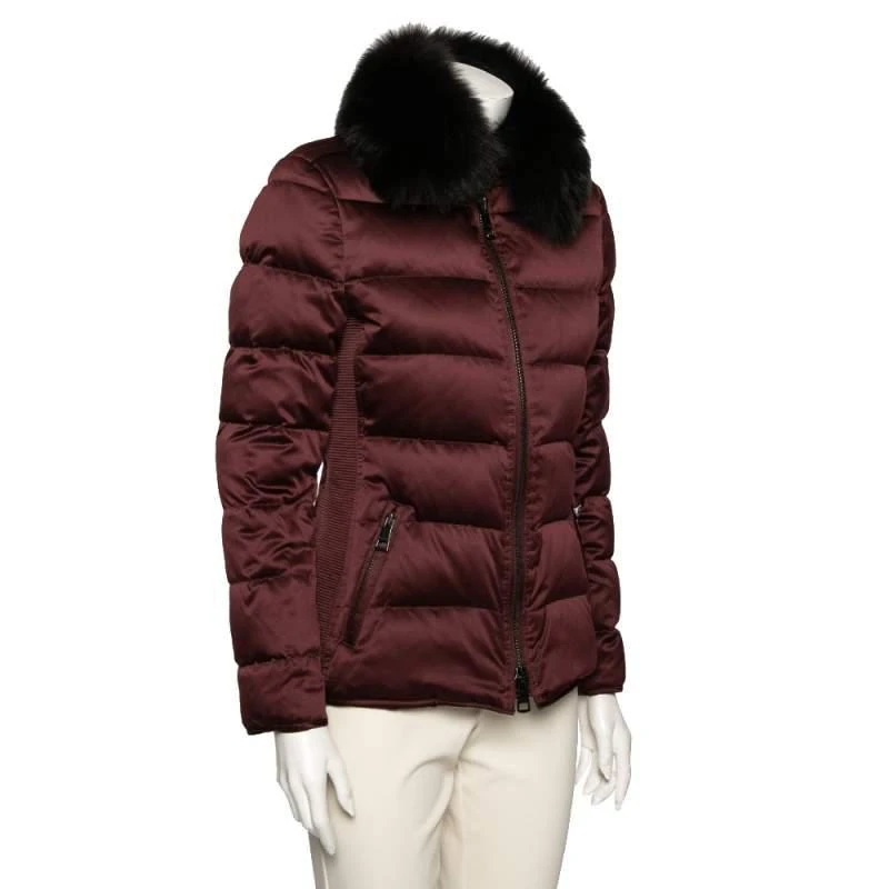 商品[二手商品] Burberry|Burberry Brit Burgundy Synthetic Fox Fur Trimmed Puffer Jackets S,价格¥3423,第2张图片详细描述