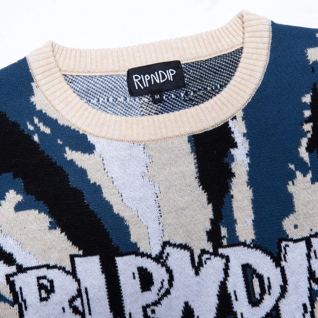 商品RIPNDIP|Big Smile Knit Sweater (Cream/Navy),价格¥229,第4张图片详细描述