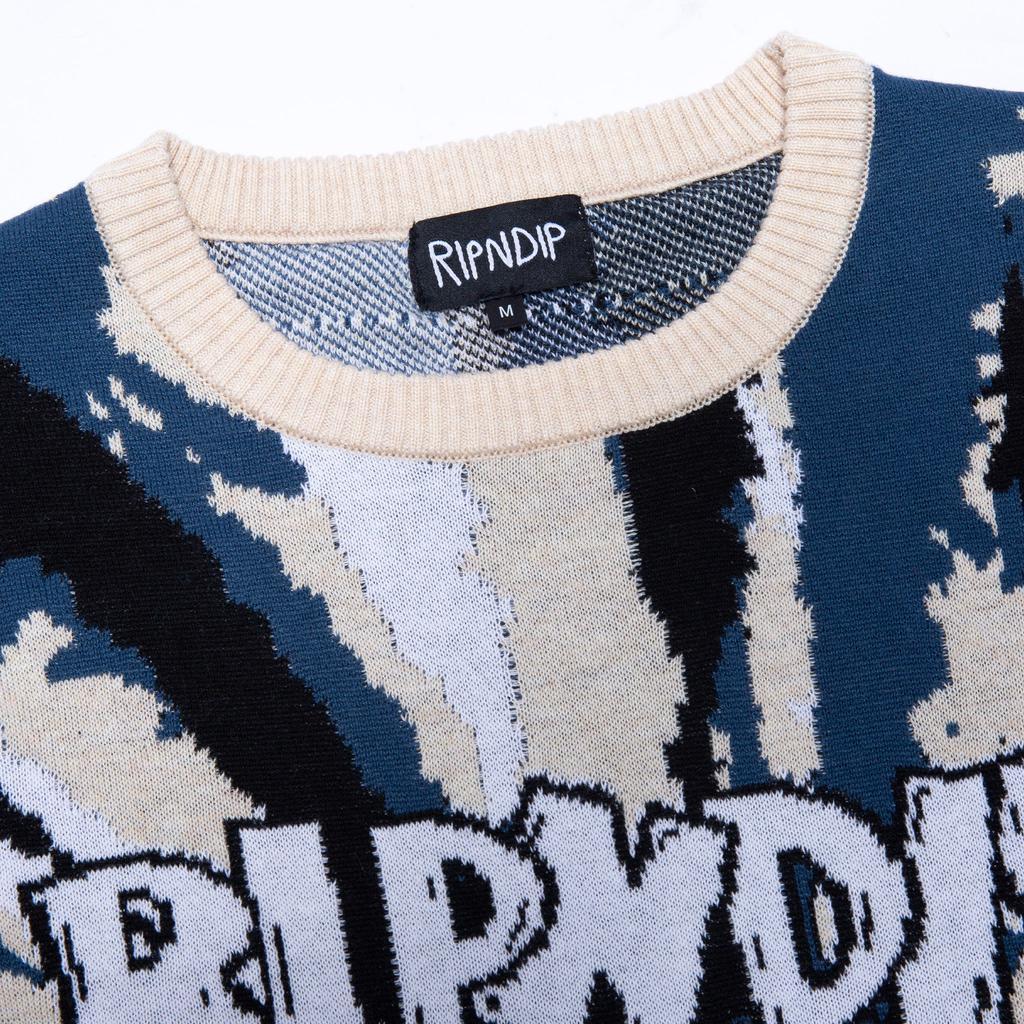 商品RIPNDIP|Big Smile Knit Sweater (Cream/Navy),价格¥444,第6张图片详细描述