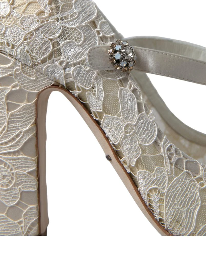 Dolce & Gabbana Chic Lace Block Heels Sandals in Cream White 商品