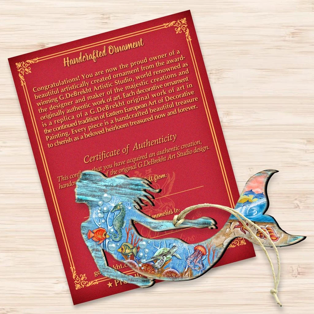 商品Designocracy|Designocracy SeaWorld Mermaid Wood Ornaments Set of 2 G.DeBrekht Coastal,价格¥204,第3张图片详细描述