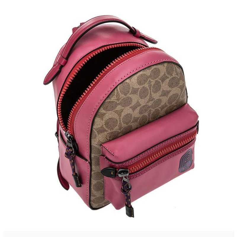 商品Coach|香港直邮COACH蔻驰专柜款女士拼色印花涂层帆布配皮双肩背包,价格¥3872,第11张图片详细描述