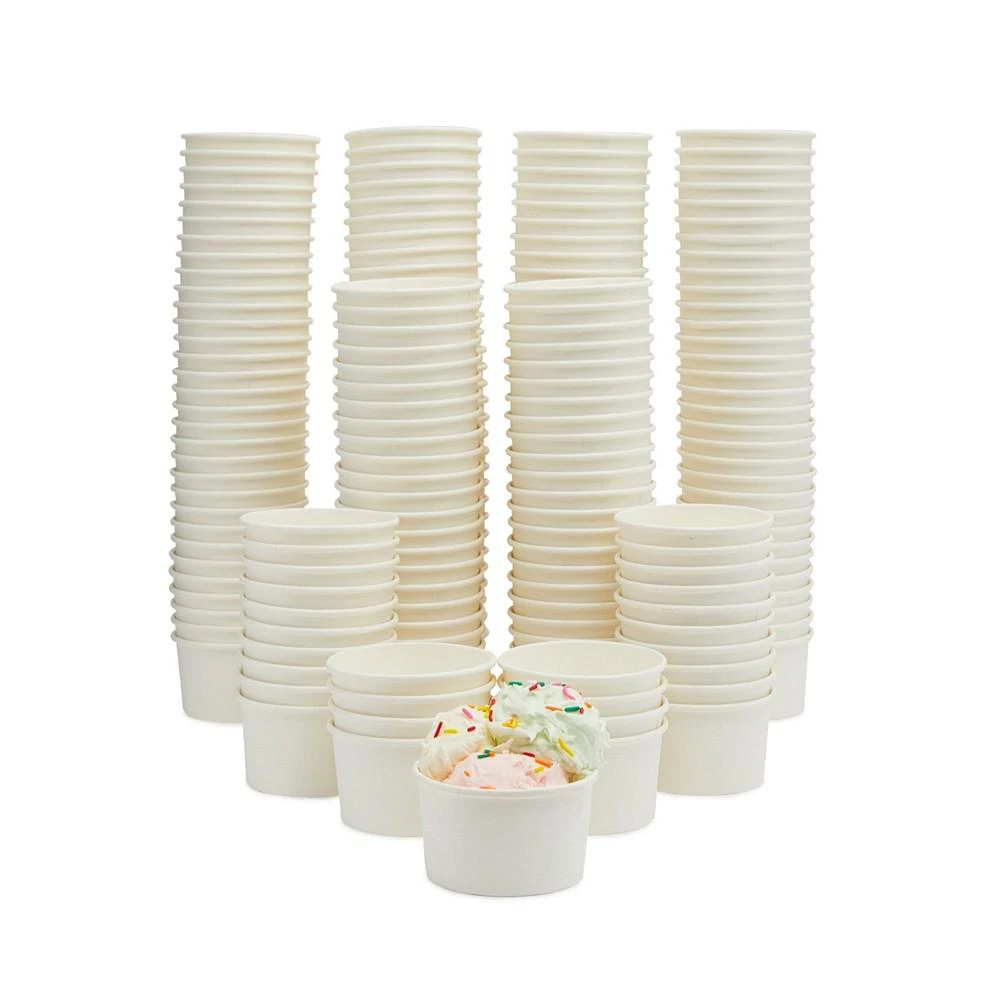 商品Juvale|200 Pack White Paper Ice Cream Cups for Sundaes and Frozen Yogurt, Disposable Dessert Bowls (8 oz),价格¥254,第1张图片