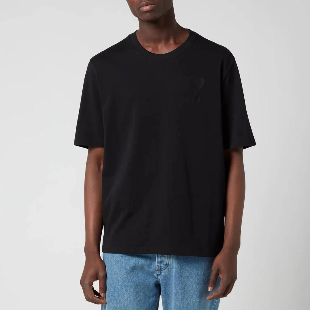 商品AMI|AMI Men's Tonal De Coeur T-Shirt - Black,价格¥558,第1张图片