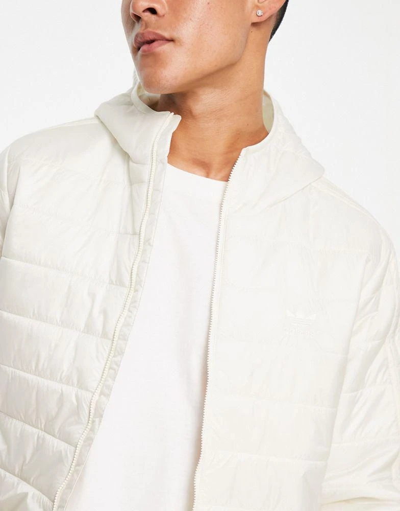 商品Adidas|adidas Originals Adicolor 3 stripe hooded puffer jacket in off white,价格¥521,第3张图片详细描述