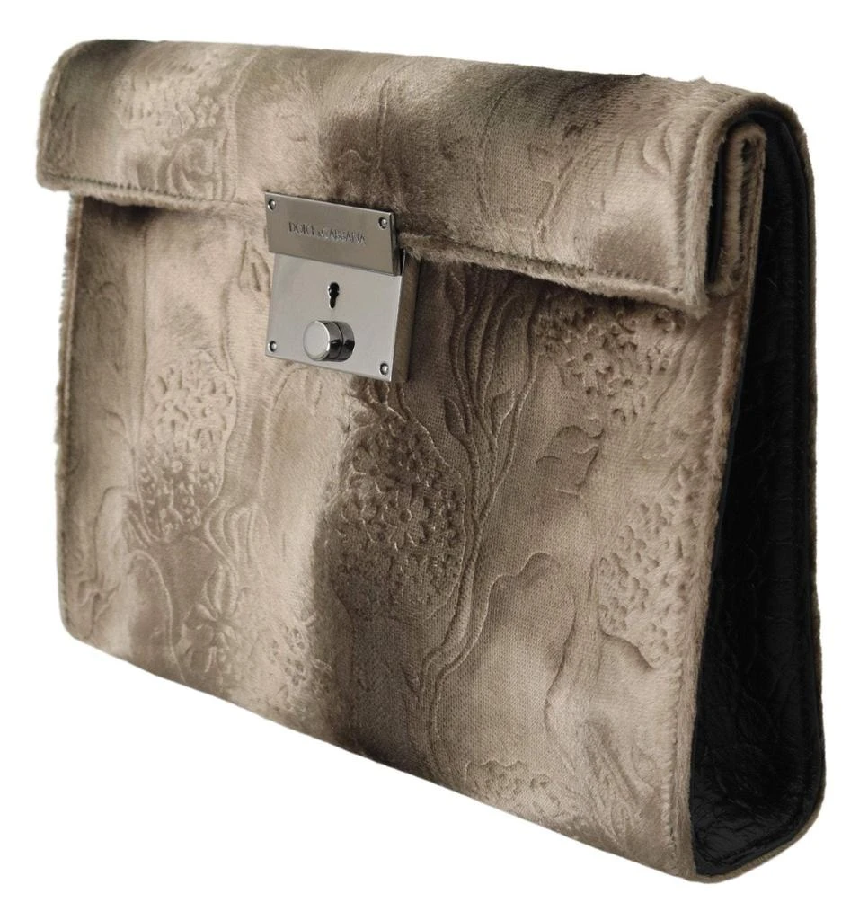 商品Dolce & Gabbana|Dolce & Gabbana  Beige Velvet Floral Leather Men Document Briefcase,价格¥4529,第4张图片详细描述