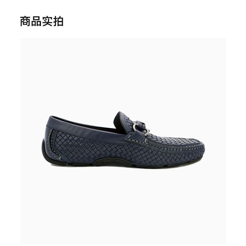 商品Salvatore Ferragamo|香港直邮SALVATOREFERRAGAMO菲拉格慕男士深蓝色编织格纹驾车鞋,价格¥5617,第8张图片详细描述
