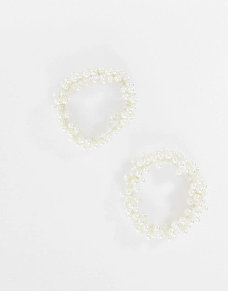 商品ASOS|ASOS DESIGN pack of 2 hairbands in faux pearl bead design,价格¥46,第3张图片详细描述