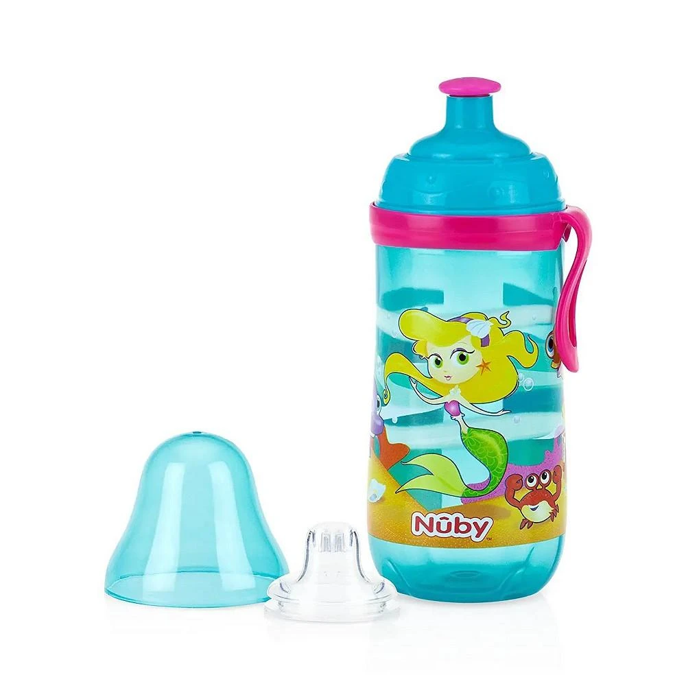 商品Nuby|Busy Sipper, 2 Stage Cup, No Spill Spout & Pop Up Sipper, Mermaid,价格¥121,第1张图片