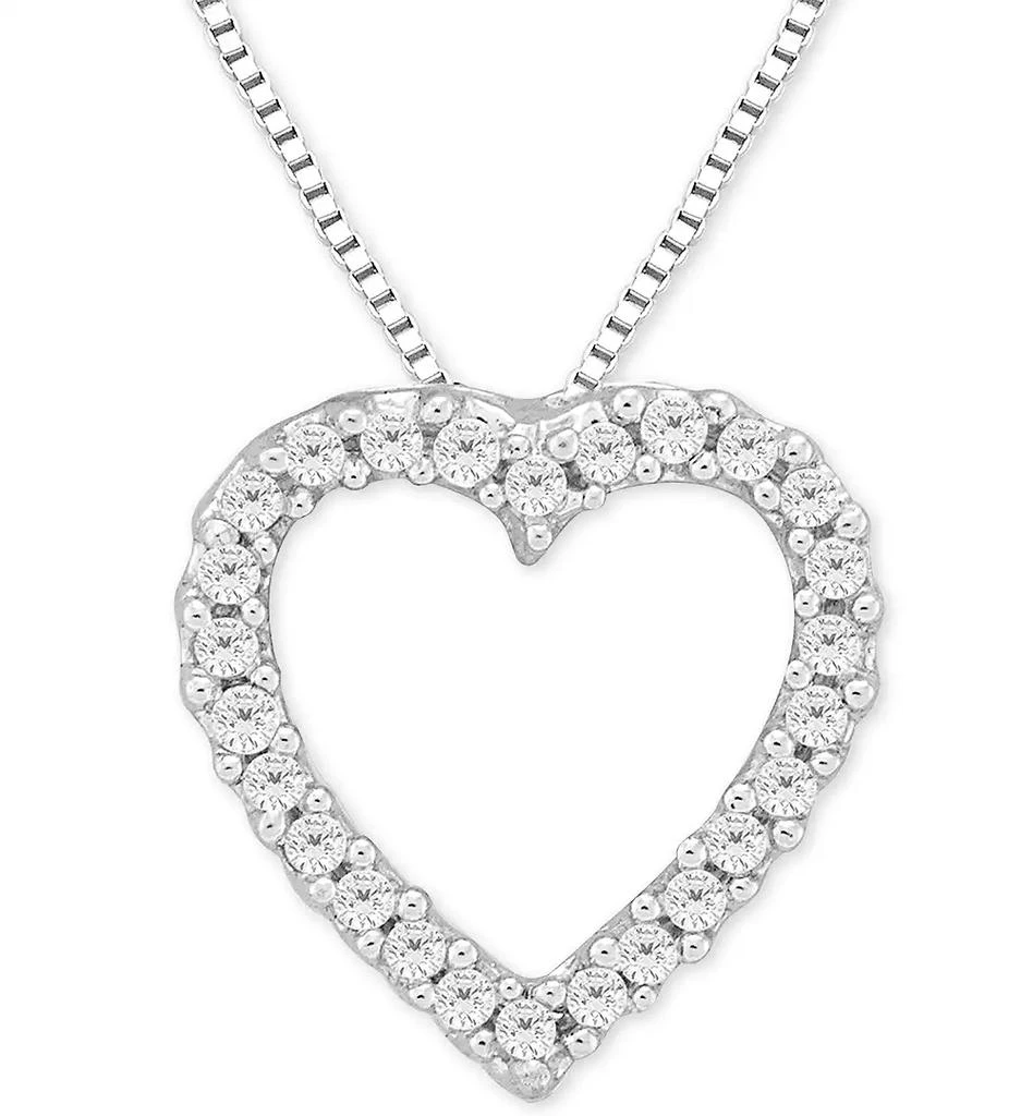 商品Macy's|Diamond Heart Pendant Necklace in 14k White Gold (1/10 ct. t.w.),价格¥4543,第1张图片