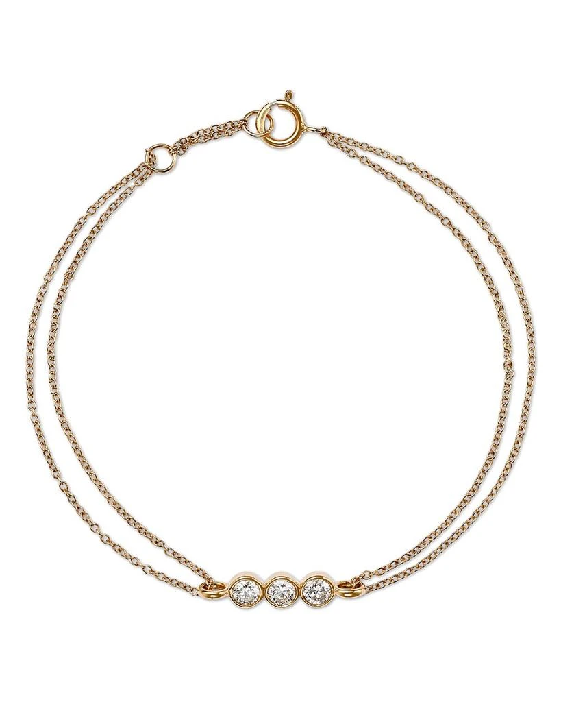 商品Moon & Meadow|14K Yellow Gold Lab Grown Diamond Trio Bezel Chain Bracelet,价格¥4868,第1张图片