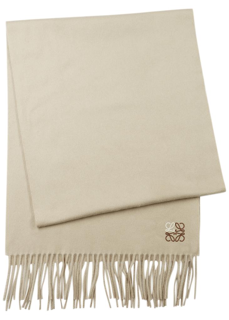 Stone logo-embroidered cashmere scarf商品第1张图片规格展示