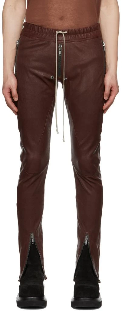 商品Rick Owens|Burgundy Gary Leather Pants,价格¥11536,第1张图片