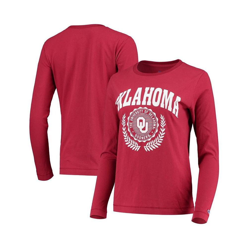 Women's Crimson Oklahoma Sooners University Laurels Long Sleeve T-shirt商品第1张图片规格展示