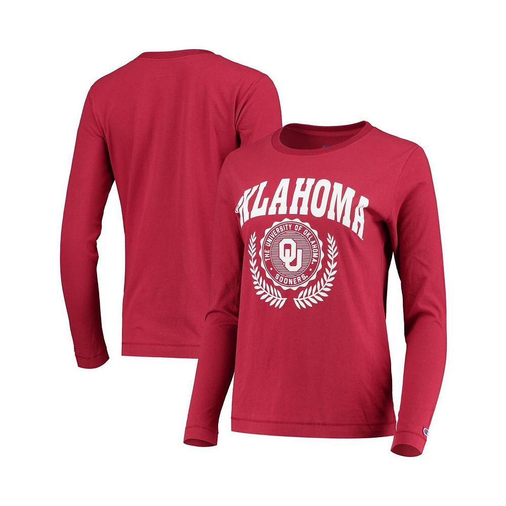 商品CHAMPION|Women's Crimson Oklahoma Sooners University Laurels Long Sleeve T-shirt,价格¥216,第1张图片