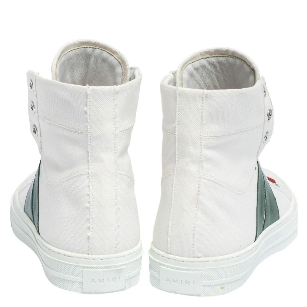 商品[二手商品] AMIRI|Amiri White/Green Canvas and Leather Sunset High Top Sneakers Size 42,价格¥2383,第5张图片详细描述