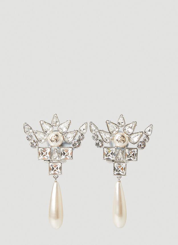 商品Gucci|Interlocking G Crystal Earrings in Silver,价格¥6948,第1张图片