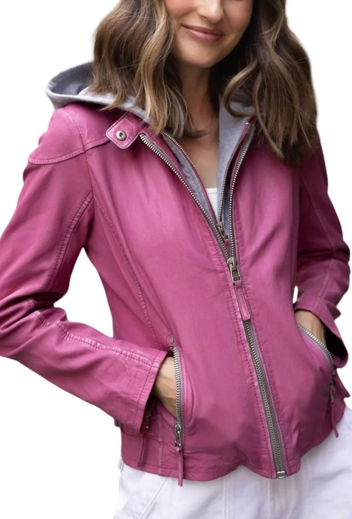 商品MAURITIUS|Finja Leather Jacket In Pink,价格¥1262,第1张图片