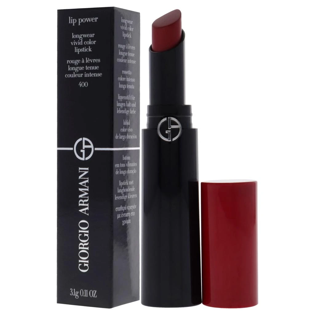 商品Giorgio Armani|Lip Power Longwear Vivid Color Lipstick - 400 Four Hundred by Giorgio Armani for Women - 0.11 oz Lipstick,价格¥329,第1张图片