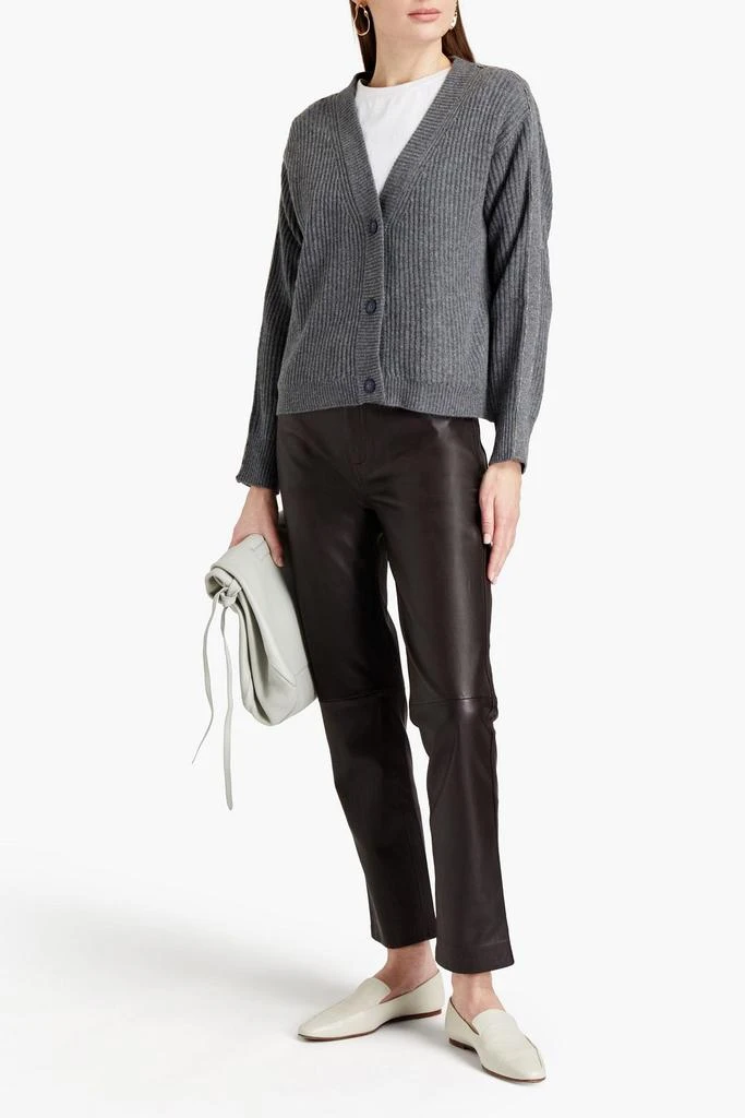 商品N.PEAL|Bead-embellished mélange ribbed cashmere cardigan,价格¥1175,第4张图片详细描述