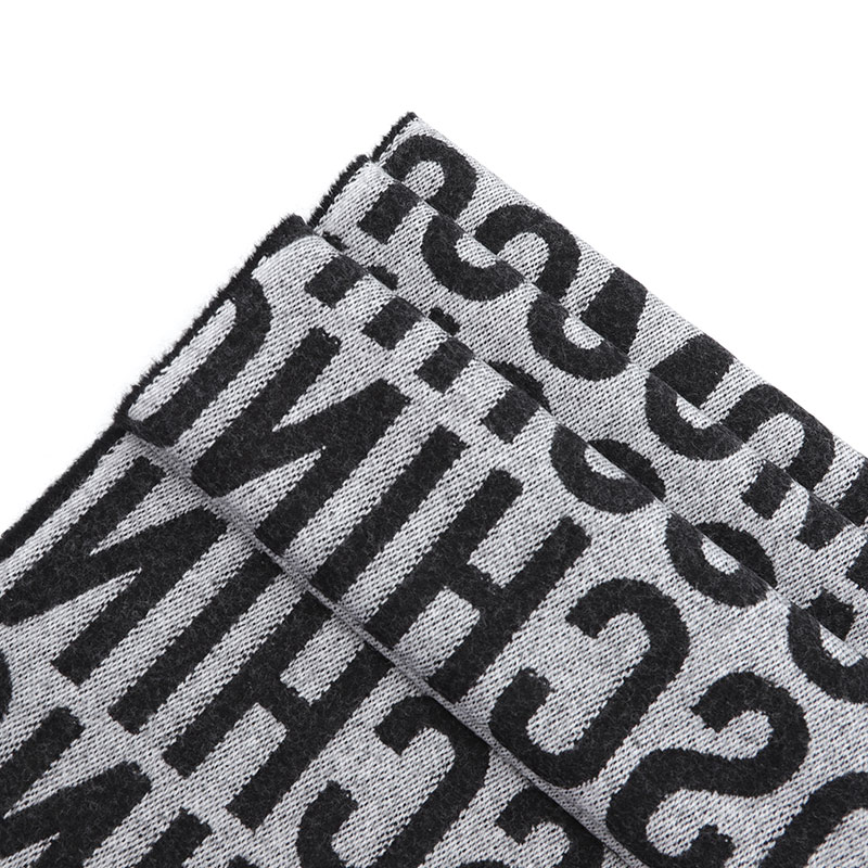 MOSCHINO/莫斯奇诺 男女同款 黑色logo图案羊毛围巾生日节日礼物50152M5415 001商品第4张图片规格展示