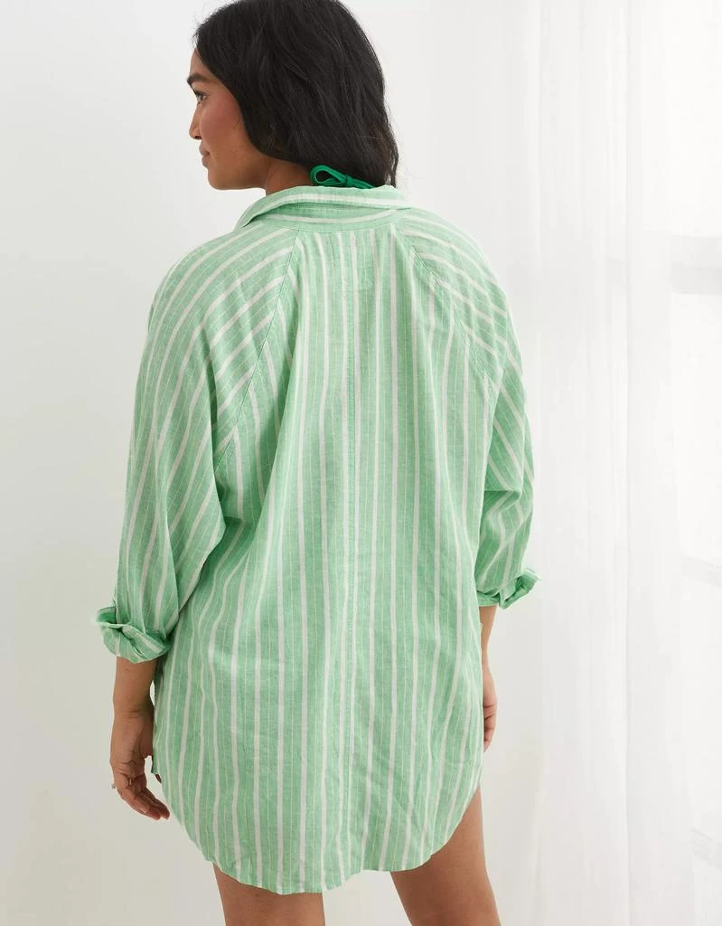 商品Aerie|Aerie Pool-To-Party Linen Blend Cover Up Shirt,价格¥116,第3张图片详细描述