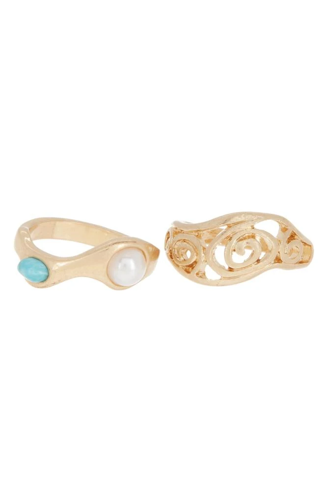 商品Melrose and Market|Set of 2 Imitation Pearl & Scroll Rings,价格¥24,第2张图片详细描述