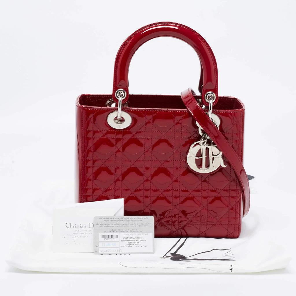Dior Red Cannage Patent Leather Medium Lady Dior Tote  商品