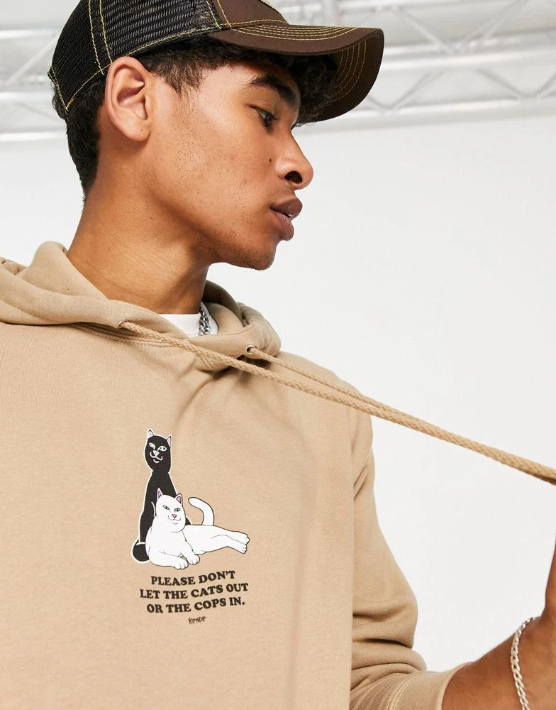 商品Rip N Dip|RIPNDIP keep the cats in pullover hoodie in beige with chest print,价格¥561,第2张图片详细描述