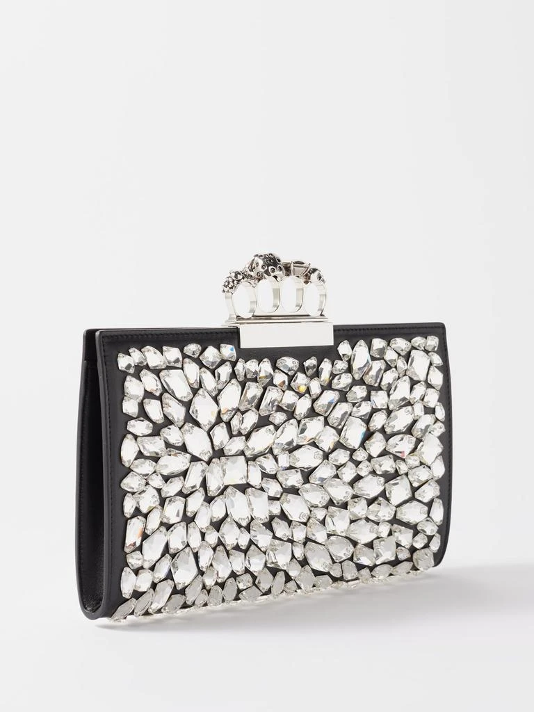 商品Alexander McQueen|Four Ring crystal-embellished leather clutch bag,价格¥32280,第4张图片详细描述