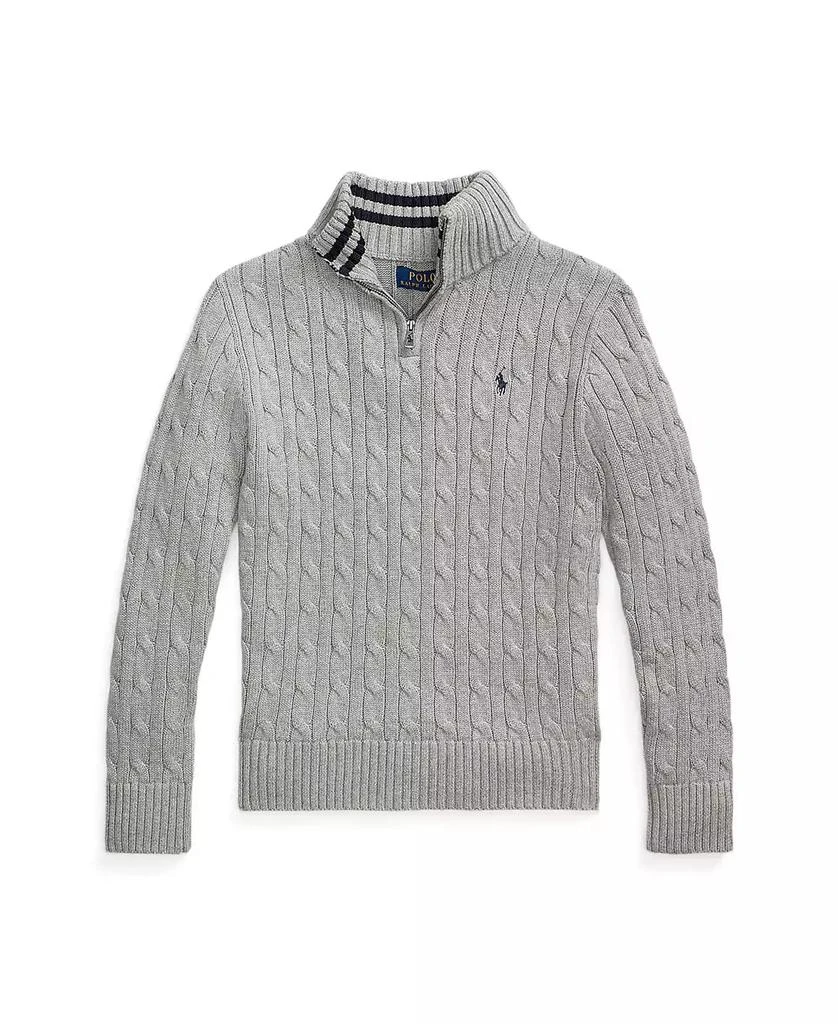 商品Ralph Lauren|Big Boys Cable-Knit Cotton Quarter-Zip Sweater,价格¥425,第1张图片