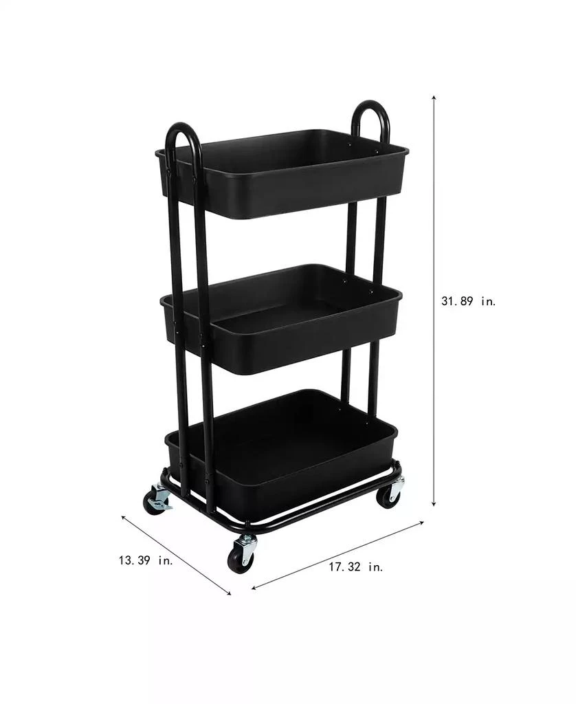 商品Organize it All|3 Tier Rolling Multifunctional Storage Cart,价格¥485,第3张图片详细描述