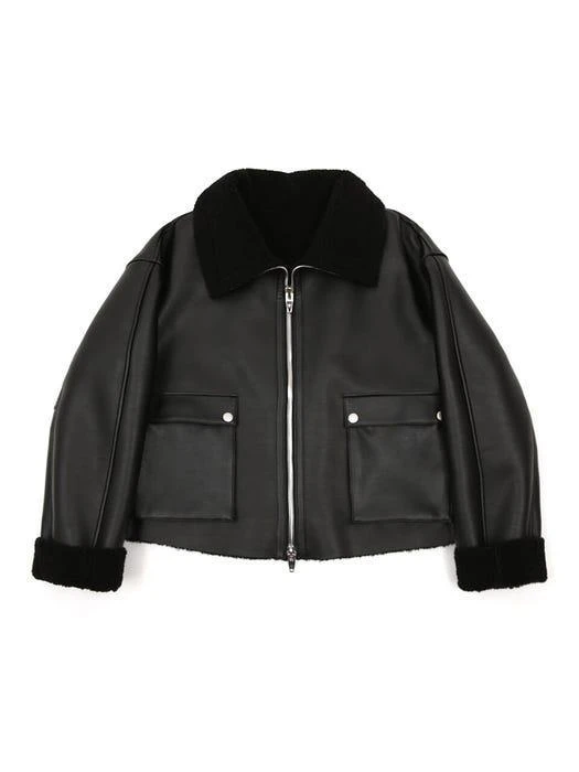 商品SPERONE|Square Pocket Fake Leather Jacket_Black,价格¥1166,第2张图片详细描述