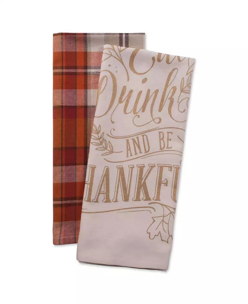 商品Design Imports|Assorted Check Fall Be Thankful Printed Dishtowel Set,价格¥142,第2张图片详细描述