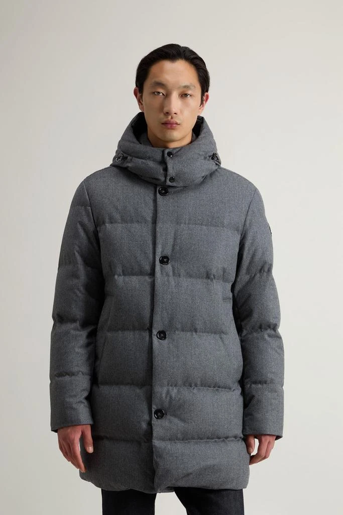 商品Woolrich|Luxe Long Parka in Vitale Barberis Canonico Wool - Men - Gray,价格¥9090,第1张图片