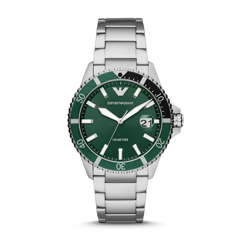 阿玛尼（Emporio Armani）男士手表绿色表盘钢带绿水鬼夜光时尚石英腕表 AR11338 商品